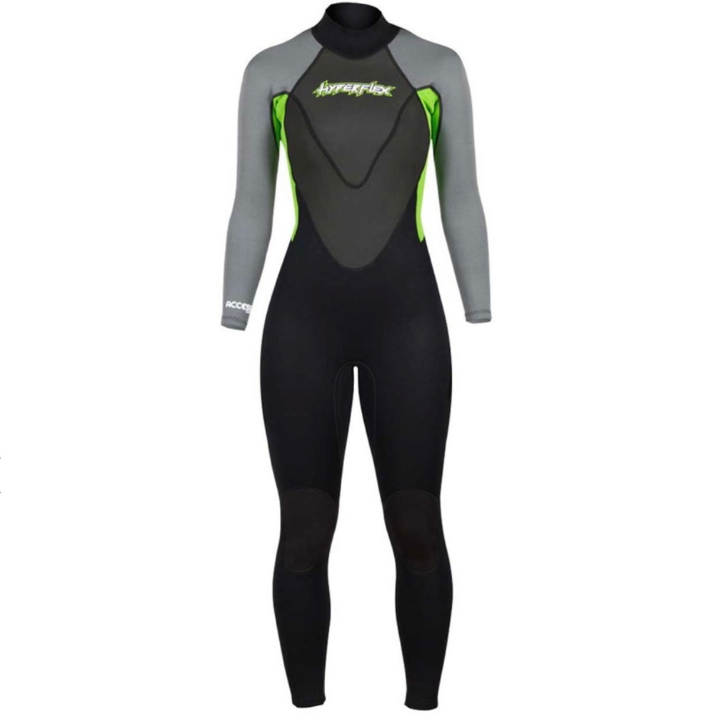 Women’s Hyperflex Wetsuit, Black/ Green/ Gray, Size 12